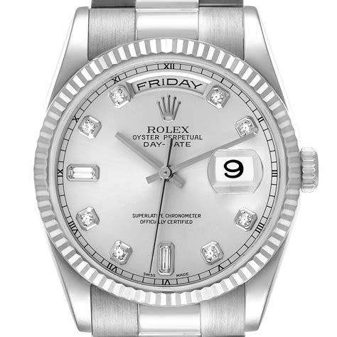 rolex day date white gold with diamonds price|white gold rolex presidential.